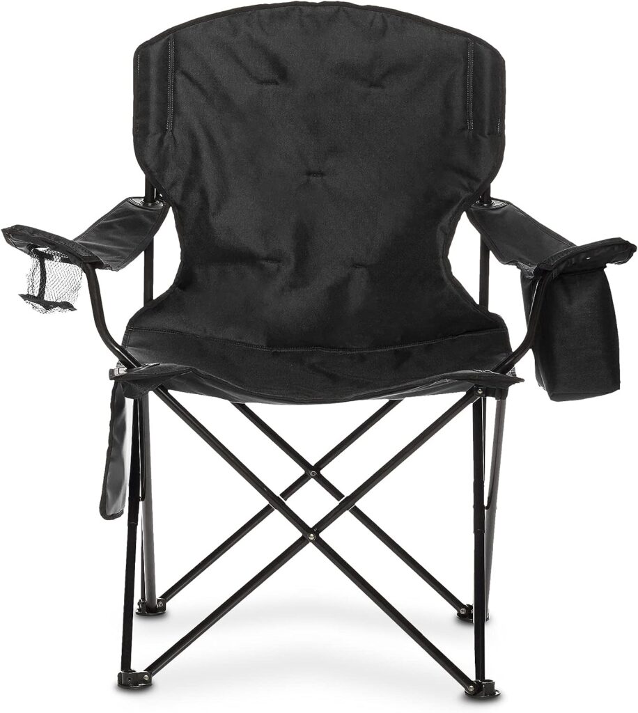 Amazon.com : Amazon Basics Folding Padded Outdoor Camping Chair with Carrying Bag - 34 x 20 x 36 Inches, Black : Sports  Outdoors