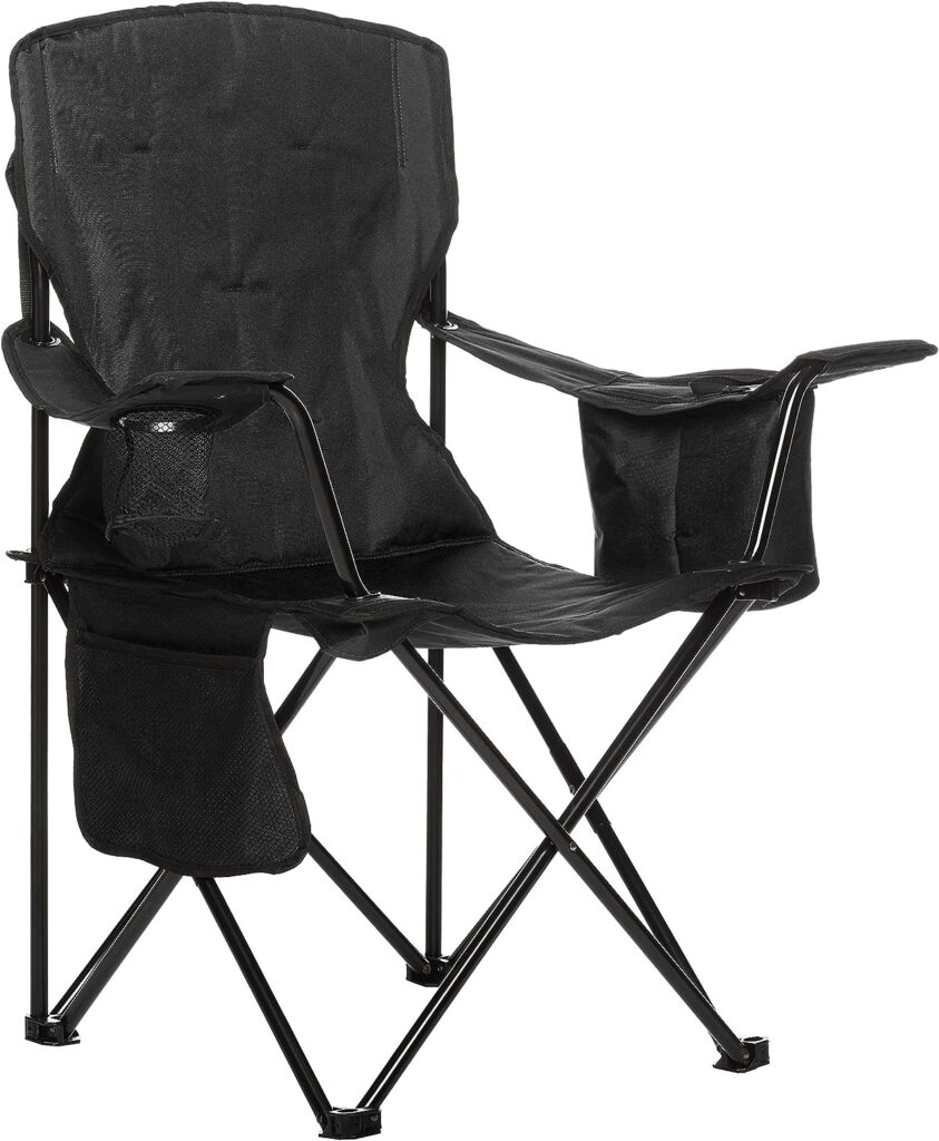 Amazon.com : Amazon Basics Folding Padded Outdoor Camping Chair with Carrying Bag - 34 x 20 x 36 Inches, Black : Sports  Outdoors