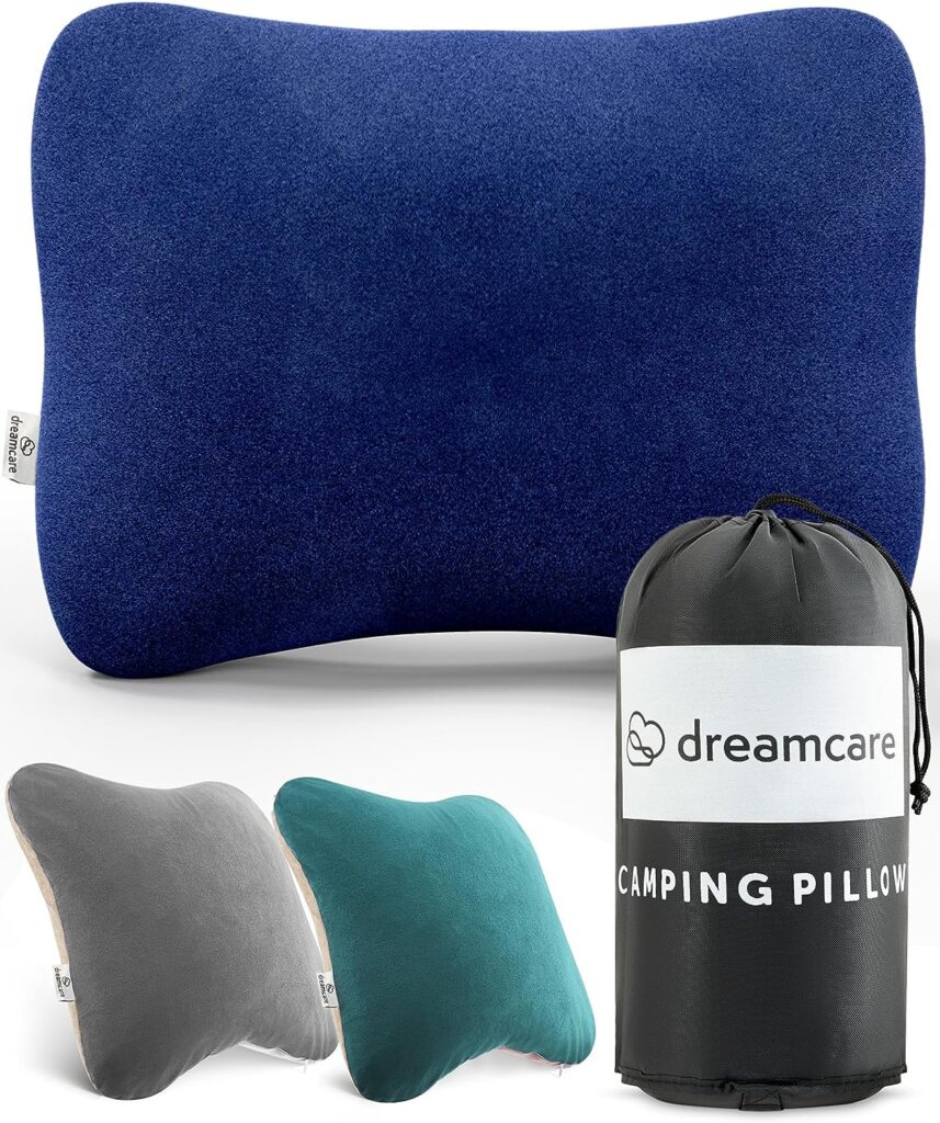 Camping Pillow, Memory Foam Travel Pillow, Camping Accessories - Small Pillow Camping Essentials Camping Pillows for Sleeping, Backpacking Pillow, Travel Pillows for Sleeping Airplane (Medium, Blue)