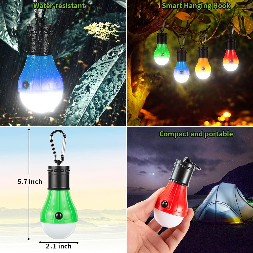 Campings Light [4 Pack] Doukey Portable Camping Lantern Bulb LED Tent Lanterns Emergency Light Camping Essentials Tent Accessories LED Lantern for Backpacking Camping Hiking Hurricane Outage Review