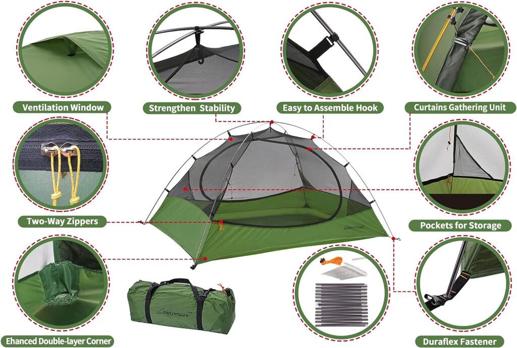 Clostnature 1-Person Tent for Backpacking - Ultralight One Person Backpacking Tent, Hiking Tent for One Man, Solo, Single Person