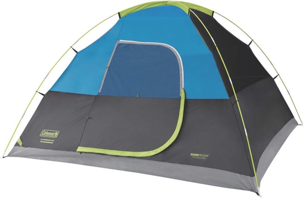 Coleman Dark Room Sundome Camping Tent, 4/6 Person Tent Blocks 90% of Sunlight and Keeps Inside Cool, Lightweight Tent for Camping Includes Rainfly, Carry Bag, and Easy Setup