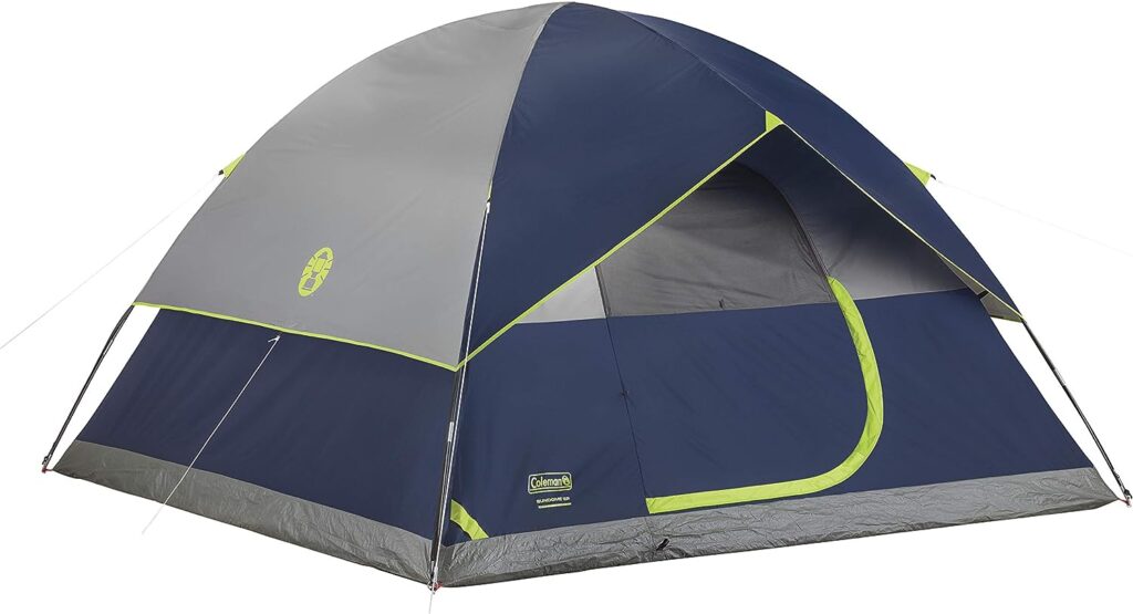 Coleman Sundome Camping Tent, 2/3/4/6 Person Dome Tent with Easy Setup, Included Rainfly and WeatherTec Floor to Block Out Water, 2 Windows and 1 Ground Vent for Air Flow with Charging E-Port Flap