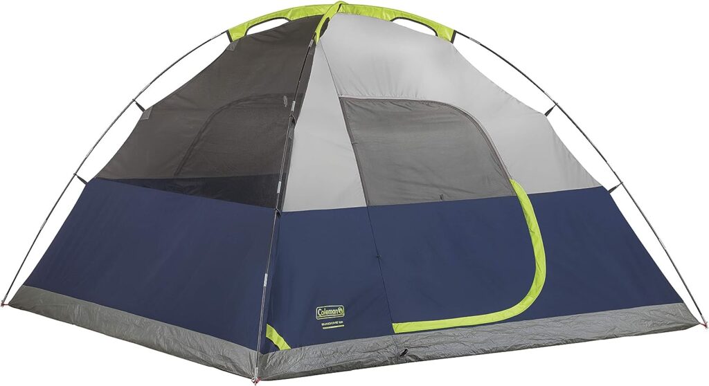 Coleman Sundome Camping Tent, 2/3/4/6 Person Dome Tent with Easy Setup, Included Rainfly and WeatherTec Floor to Block Out Water, 2 Windows and 1 Ground Vent for Air Flow with Charging E-Port Flap