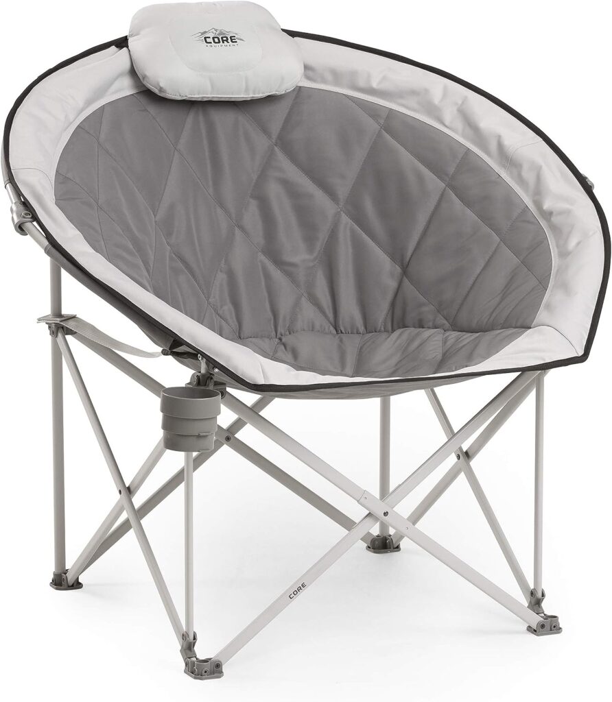 CORE 40025 Equipment Folding Oversized Padded Moon Round Saucer Chair with Carry Bag, Gray, 44 in X 8 in X 8 in : Home  Kitchen