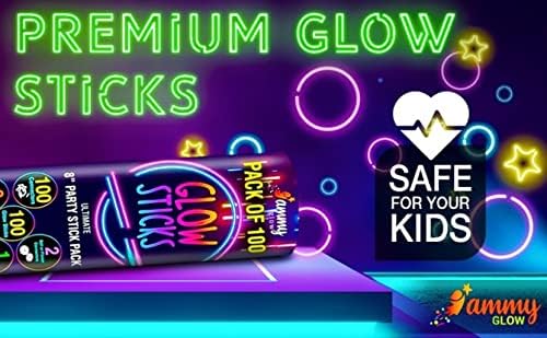 Glow Sticks Bulk -205-Pcs- Glow in The Dark 100 Party Sticks -Supplies w/ Eye Glasses kit-Bracelets Necklaces and more-12 Hours Glow Party Pack 8 inch for Kids Camping Accessories