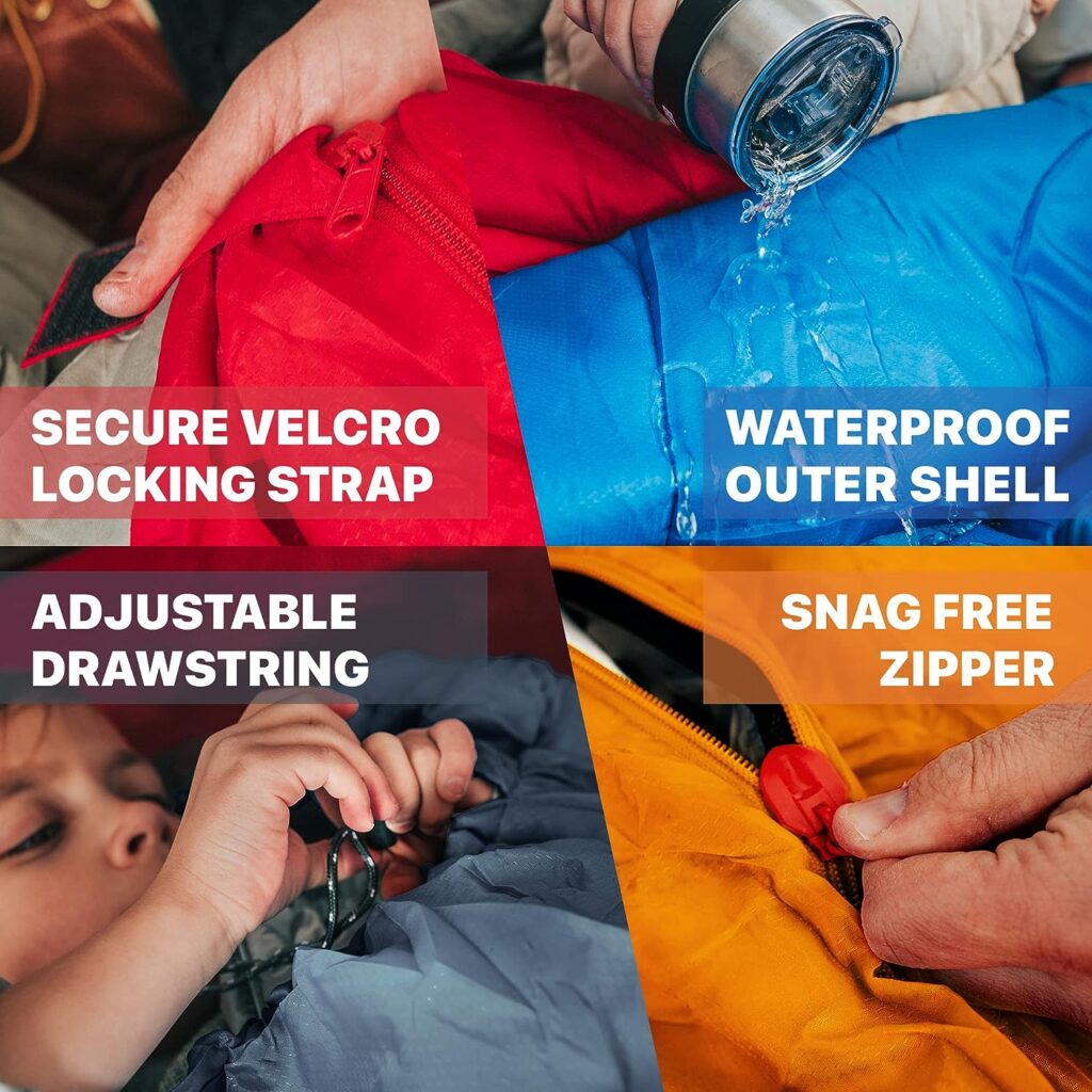 MalloMe Sleeping Bags for Adults Cold Weather  Warm - Backpacking Camping Sleeping Bag for Kids 10-12, Girls, Boys - Lightweight Compact Camping Gear Must Haves Hiking Essentials Sleep Accessories