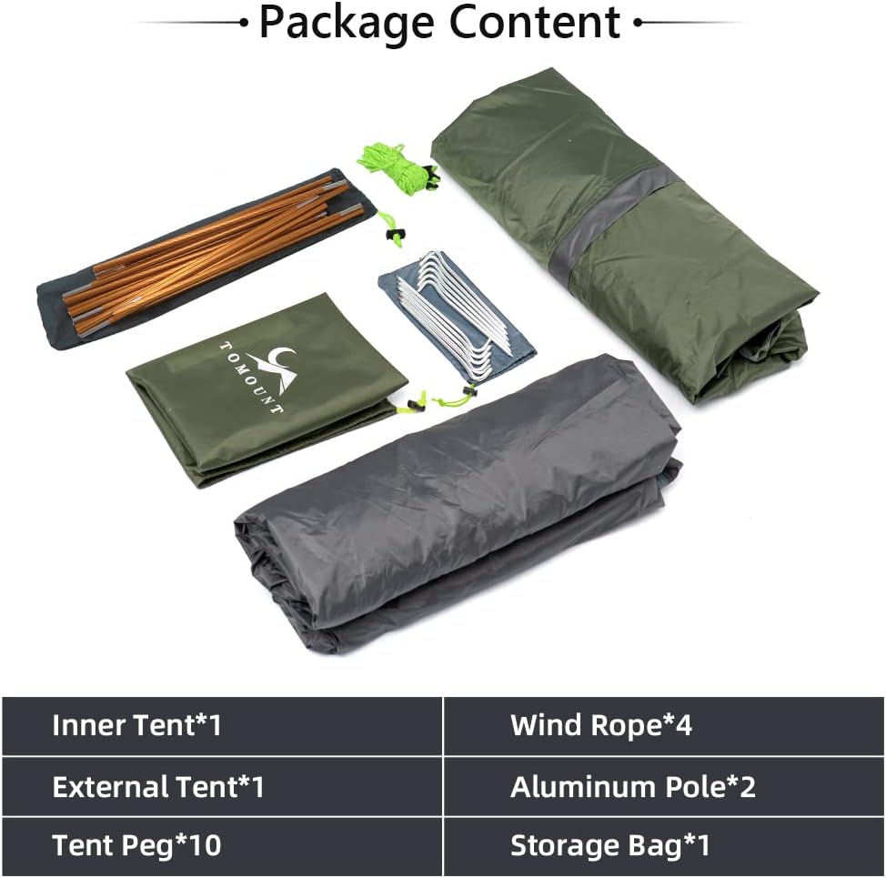 MC Backpacking Tent 1-2 Person Waterproof Lightweight Double Layer Free-Standing Aluminum Pole for Outdoor Camping Hiking 4 Season