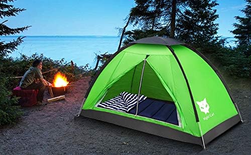 Night Cat Backpacking Tent for One 1 to 2 Persons Lightweight Waterproof Camping Hiking Tent for Adults Kids Scouts Easy Setup Single Layer 2.2x1.2m