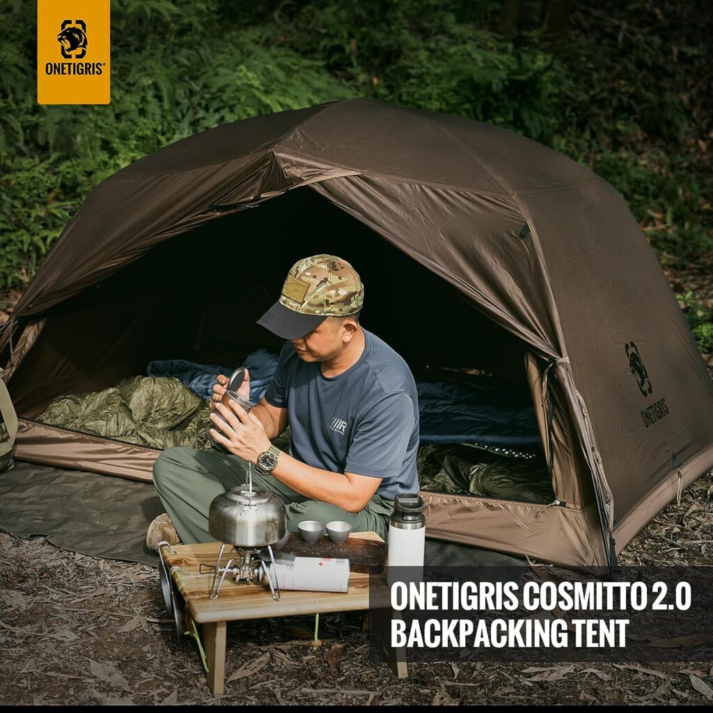 OneTigris COSMITTO 2.0 Version 2 Person Backpacking Tent - Free Standing Lightweight Waterproof 3 Season Camping Tent for Outdoor Hiking Mountaineering