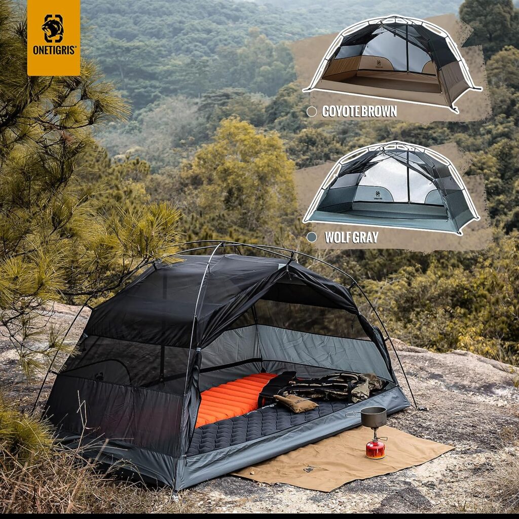 OneTigris COSMITTO 2.0 Version 2 Person Backpacking Tent - Free Standing Lightweight Waterproof 3 Season Camping Tent for Outdoor Hiking Mountaineering