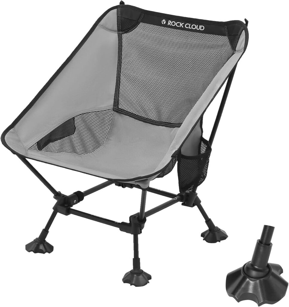 ROCK CLOUD Portable Camping Chair Ultralight Folding Chairs Outdoor for Camp Hiking Backpacking Lawn Beach Sports Grey : Sports  Outdoors