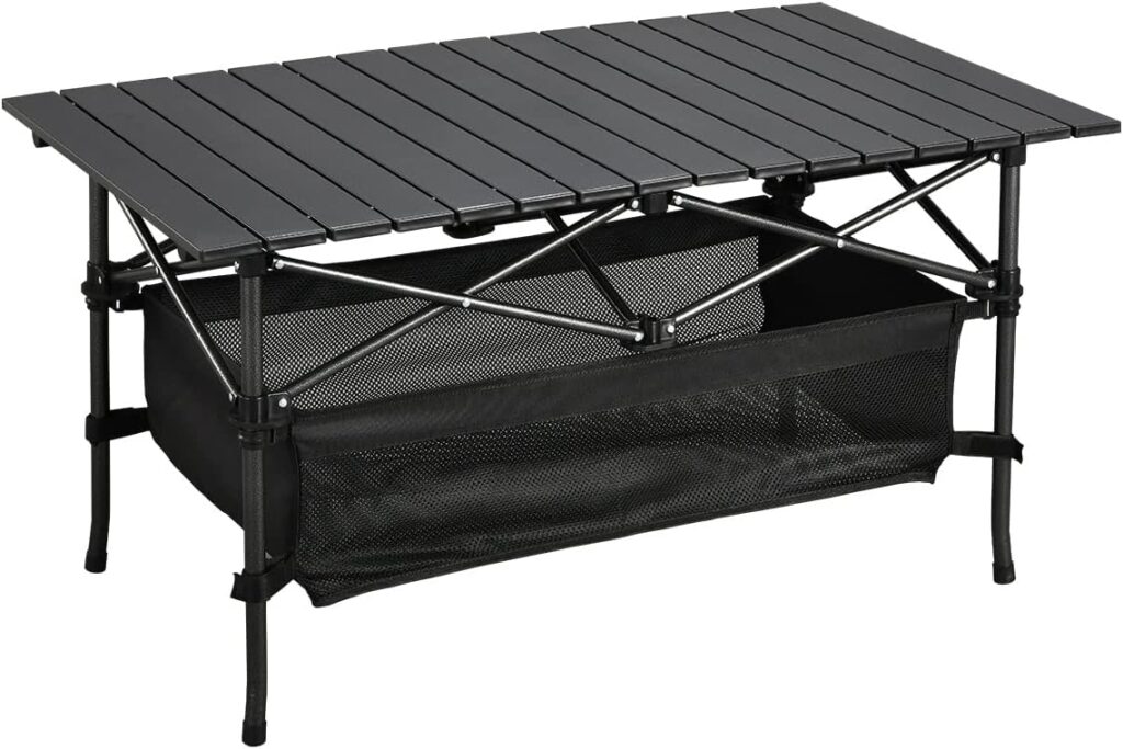 WUROMISE Camping Table That Fold up Lightweight, Aluminum Folding Table Roll Up Table with Easy Carrying Bag for Indoor, Outdoor, Camping, Backyard, BBQ, Party, Patio, Beach, Picnic,Medium