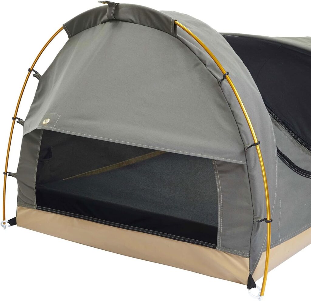 KODIAK CANVAS 1-Person Canvas Swag Tent with Sleeping Pad, Olive, One Size