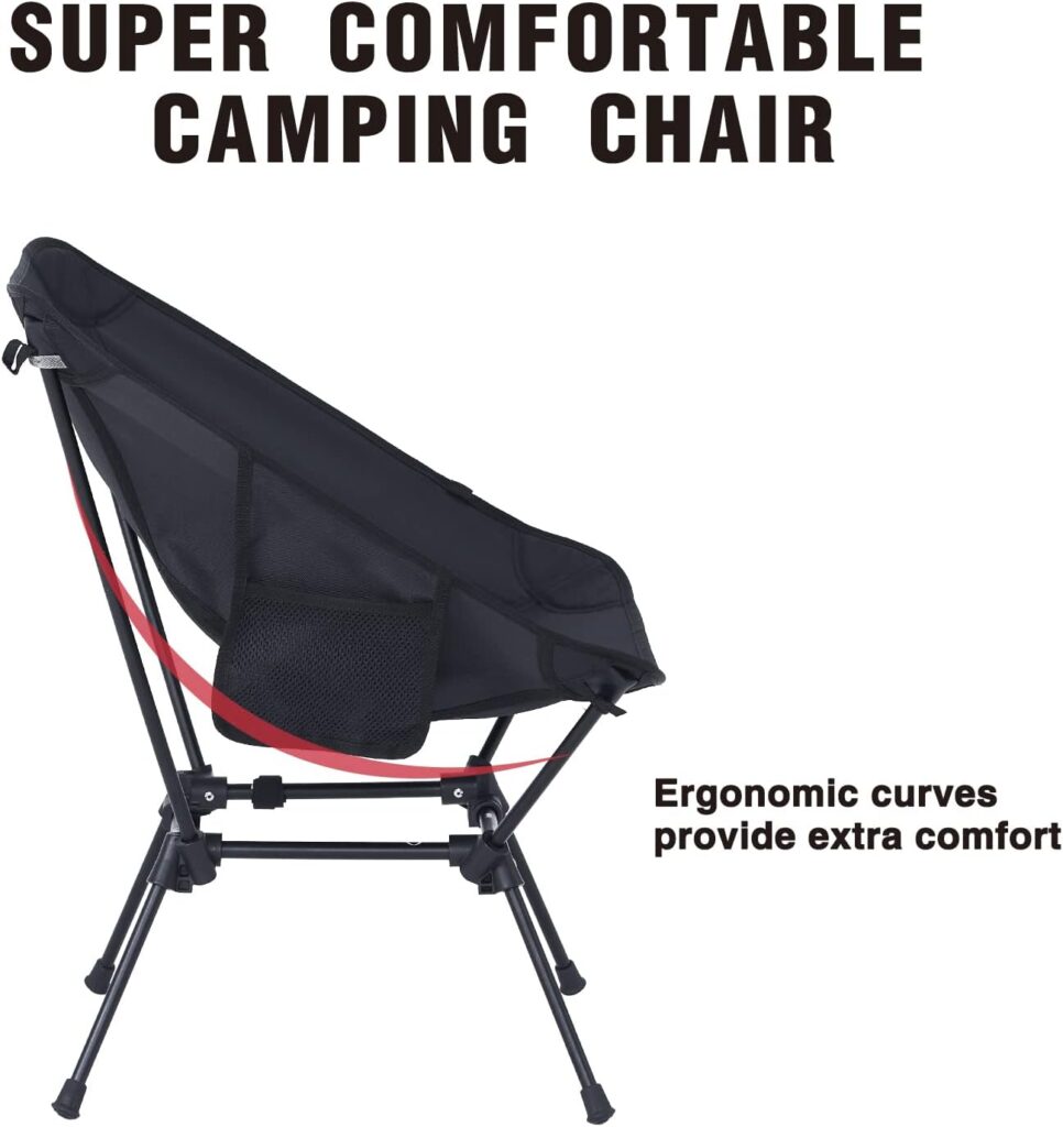 MOON LENCE Camping Chair Compact Backpacking Chair Folding Chair with Side Pockets Portable Chair Lightweight Heavy Duty for Hiking  Beach