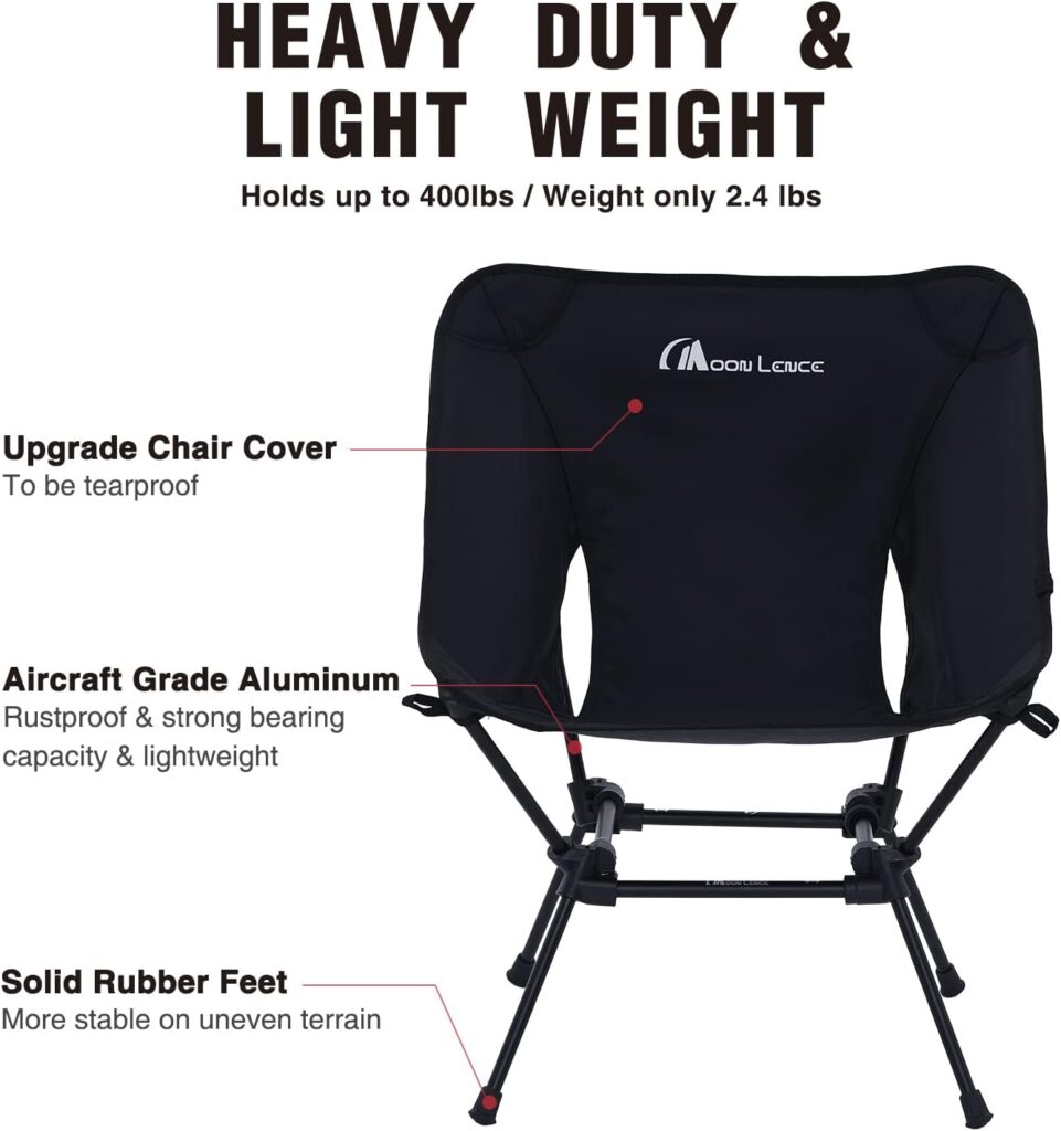 MOON LENCE Portable Camping Chairs 2 Pack, Backpacking Chairs,The 3rd Gen Folding Chairs, Compact Lightweight for Backpacking Hiking, Heavy Duty, with 2 Side Pockets