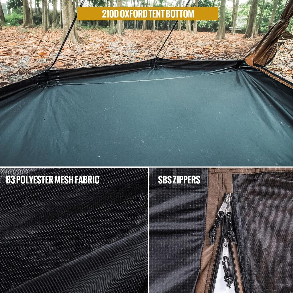 OneTigris Northgaze 2~4 Person Lightweight Hot Tent with Stove Jack,5.3lb, 4 Season Waterproof Lightweight Wind-Resistant for Camping Backpacking Hiking Hunting Fishing