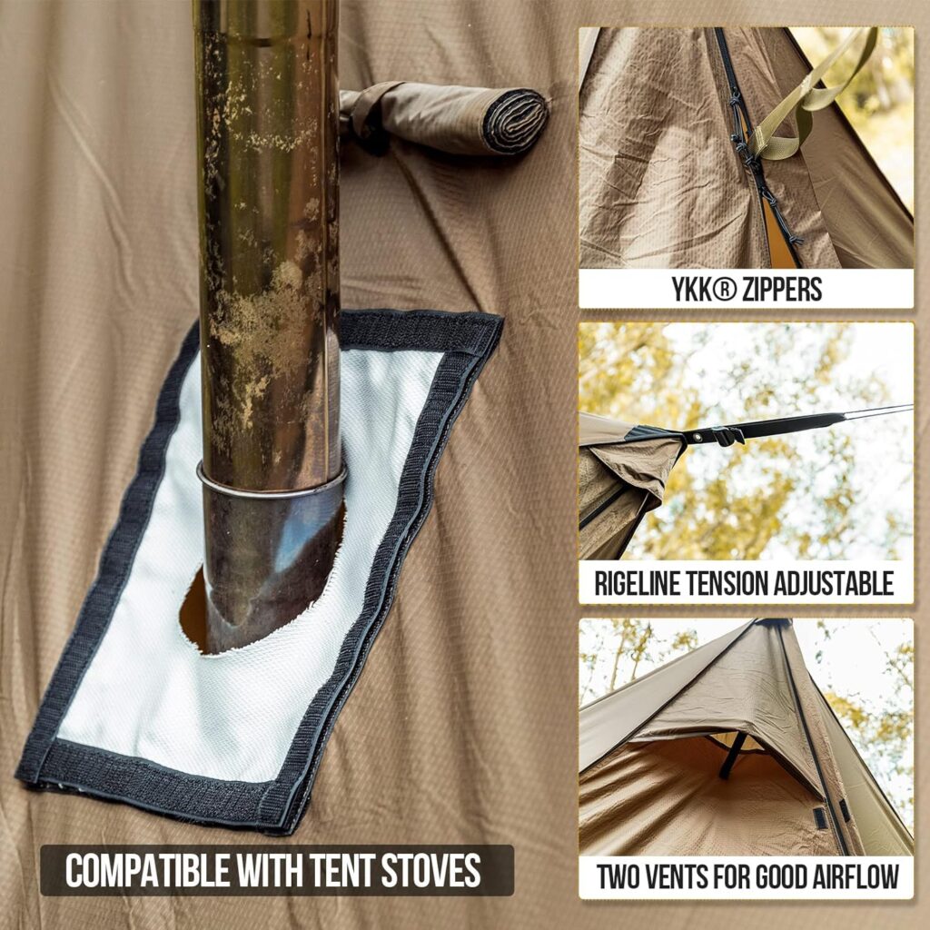 OneTigris ROCDOMUS Hammock Hot Tent with Stove Jack, Versatile Lightweight Waterproof Camping Tarp with Zippered Tent Bag, PU3000mm 4 Season Tent for Stove