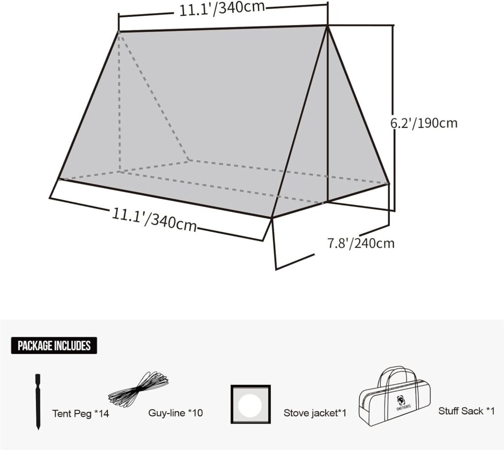 OneTigris ROCDOMUS Hammock Hot Tent with Stove Jack, Versatile Lightweight Waterproof Camping Tarp with Zippered Tent Bag, PU3000mm 4 Season Tent for Stove