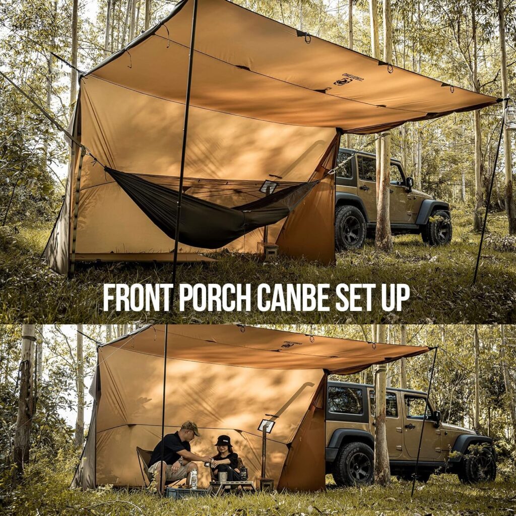 OneTigris ROCDOMUS Hammock Hot Tent with Stove Jack, Versatile Lightweight Waterproof Camping Tarp with Zippered Tent Bag, PU3000mm 4 Season Tent for Stove