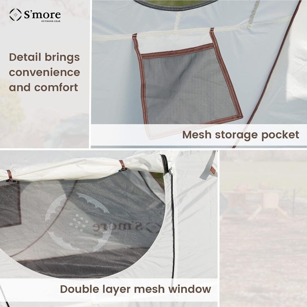 Smore Pop-up Camping Tent, Portable Instant Automatic Pop Up Beach Tent for 2 People, 2 Double Layers Door and Windows with Mesh Layers, Waterproof UV Protection Sun Shelter