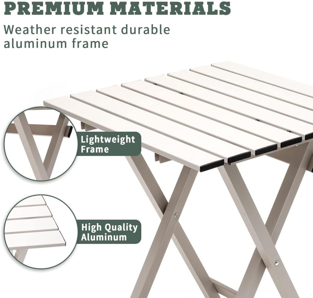 SUNNYFEEL Folding Camping Table - Lightweight Aluminum Portable Picnic Table, 18.5x18.5x24.5 Inch for Cooking, Beach, Hiking, Travel, Fishing, BBQ, Indoor Outdoor Small Foldable Camp Tables