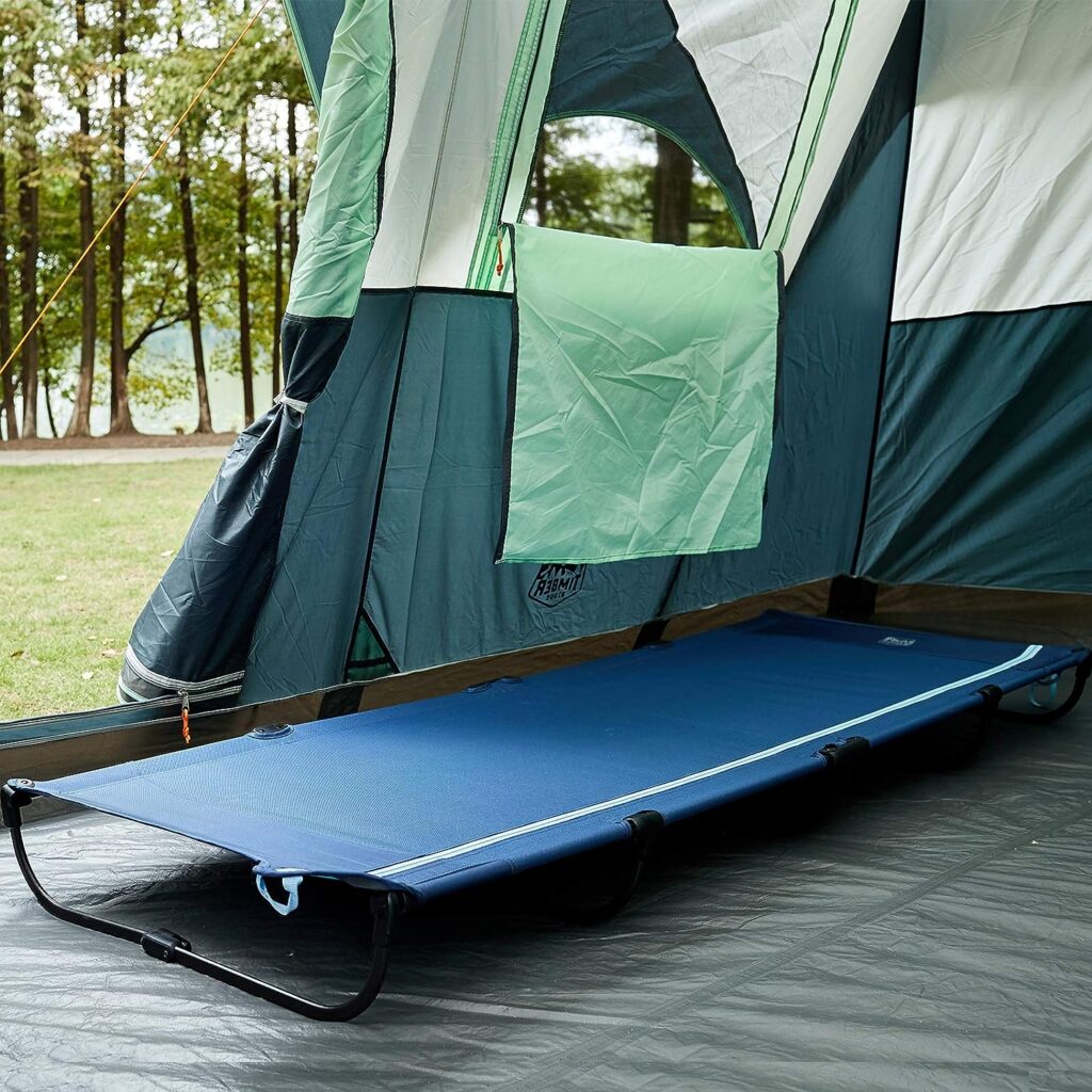 TIMBER RIDGE 20-Second Quick Set-Up Folding Camping Cot, Lightweight Outdoor Camping Cots for Adults with Carry Bag for Outdoor Travel, Tent Camping, Support up to 225lbs, Blue